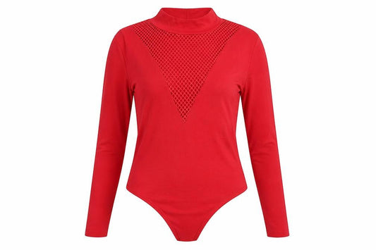 Front view of Boohoo women’s red basic blouse, size UK 12
