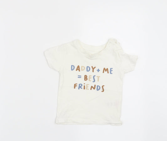 Matalan Baby White   Basic T-Shirt Size 6-9 Months  - Daddy + Me = Best Friends