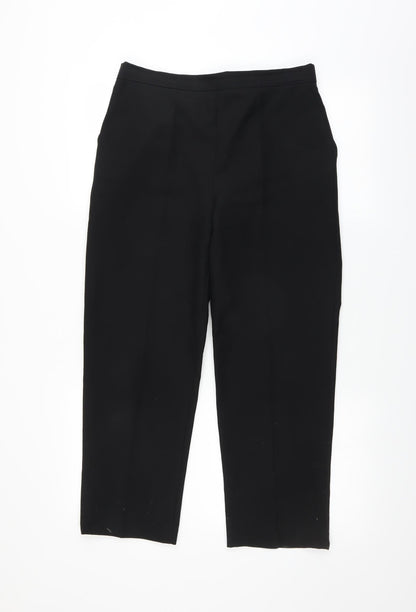Additional front view of Preworn women’s black trousers, size UK 14, 24-inch leg