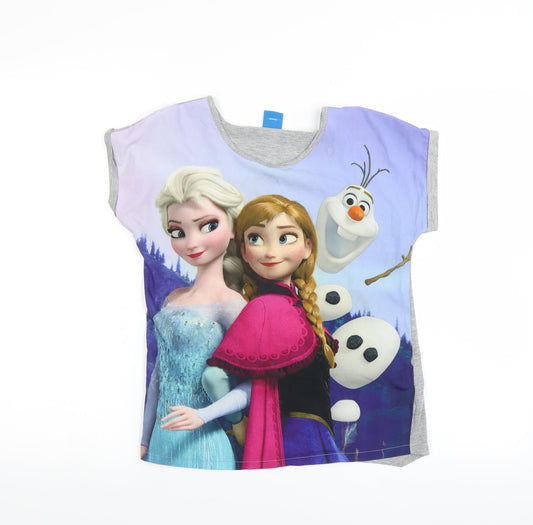 George Girls Grey   Basic T-Shirt Size 10-11 Years  - Disney Frozen