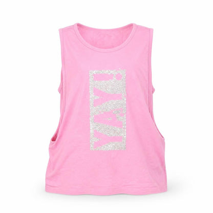Front view of BlueZoo girls’ pink basic tank, size 7-8, years - yay!