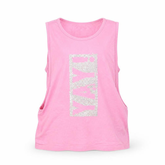 Front view of BlueZoo girls’ pink basic tank, size 7-8, years - yay!