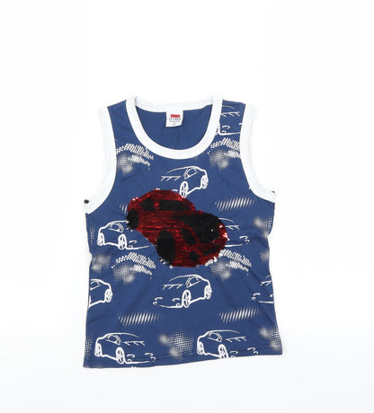 Additional front view of ZEYREK boys’ blue basic tank, size 5-6, years - cars