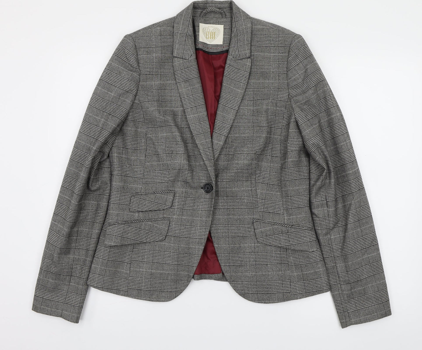 BAF Womens Grey Check  Jacket Blazer Size 40