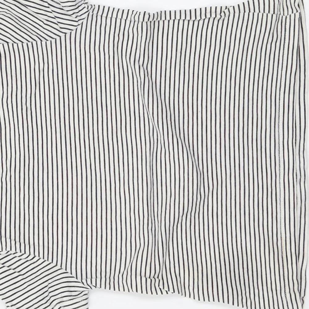 H&M Girls White Striped  Basic T-Shirt Size 4-5 Years