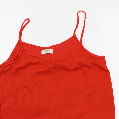 Close-up detail of Papaya women’s red basic blouse, size UK 12