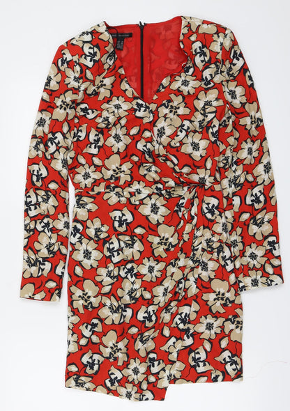 Additional front view of Mango women’s red floral basic blouse, size XS