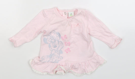 Matalan Girls Pink Striped  Fit & Flare  Size 3-6 Months  - Disney