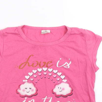 Close-up detail of Danka girls’ pink basic t-shirt, size 10, years