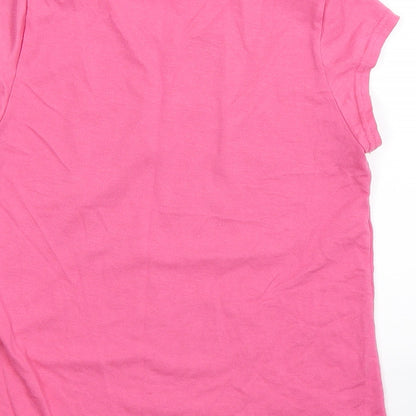 Brand and care label for Danka girls’ pink basic t-shirt, size 10, years