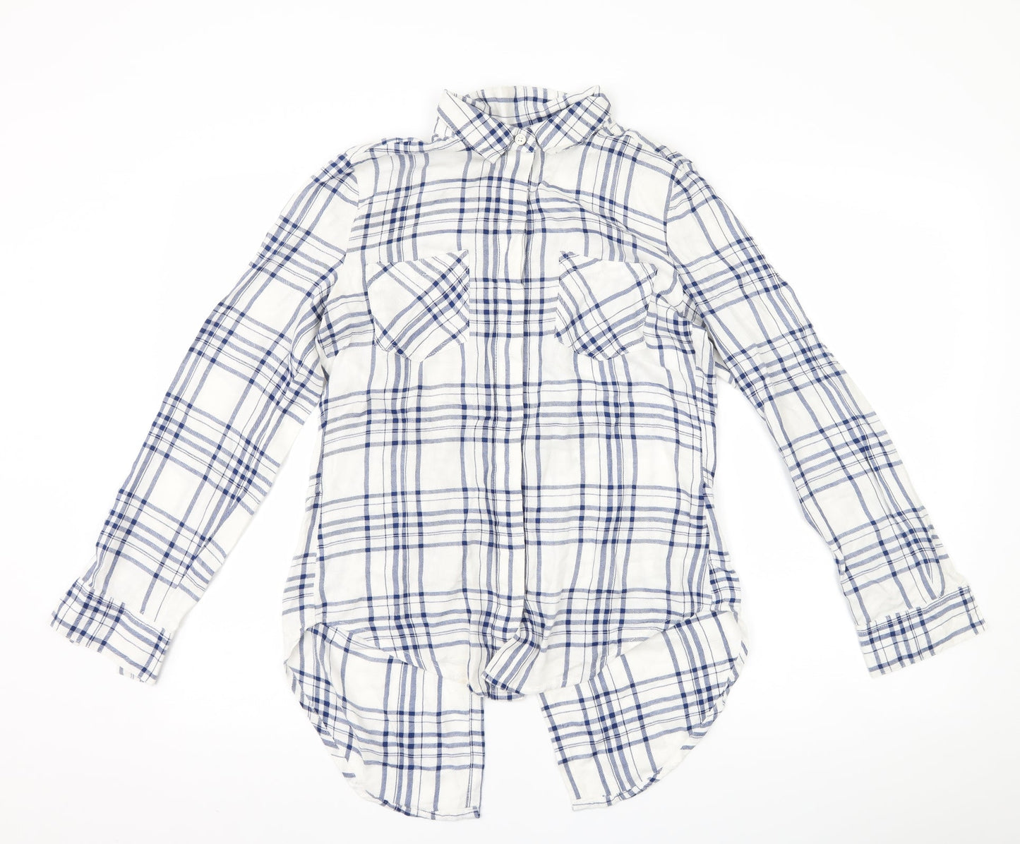 Alexander Jordan Womens White Check  Basic Button-Up Size S