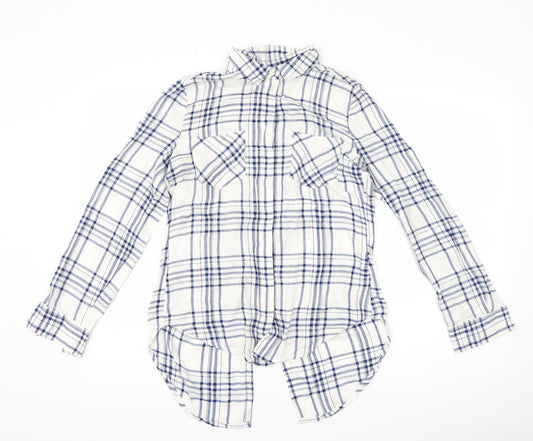 Alexander Jordan Womens White Check  Basic Button-Up Size S