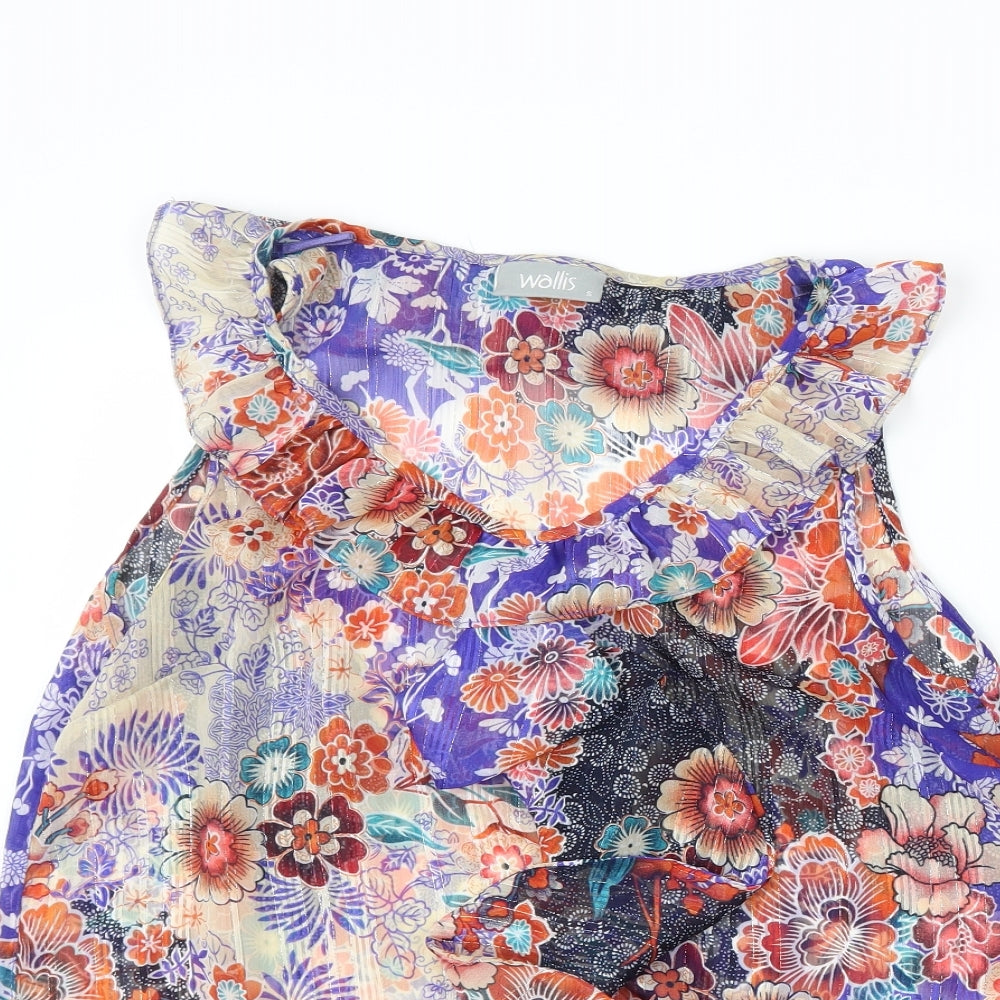 Wallis Womens Blue Floral  Basic Blouse Size S