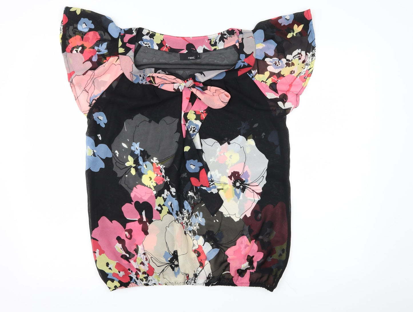 NEXT Womens Black Floral  Basic Blouse Size 12