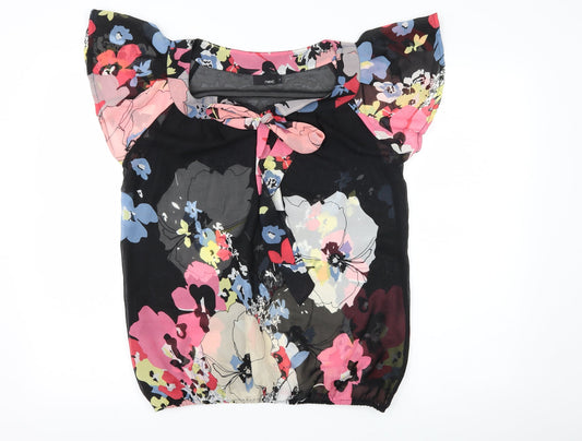 NEXT Womens Black Floral  Basic Blouse Size 12