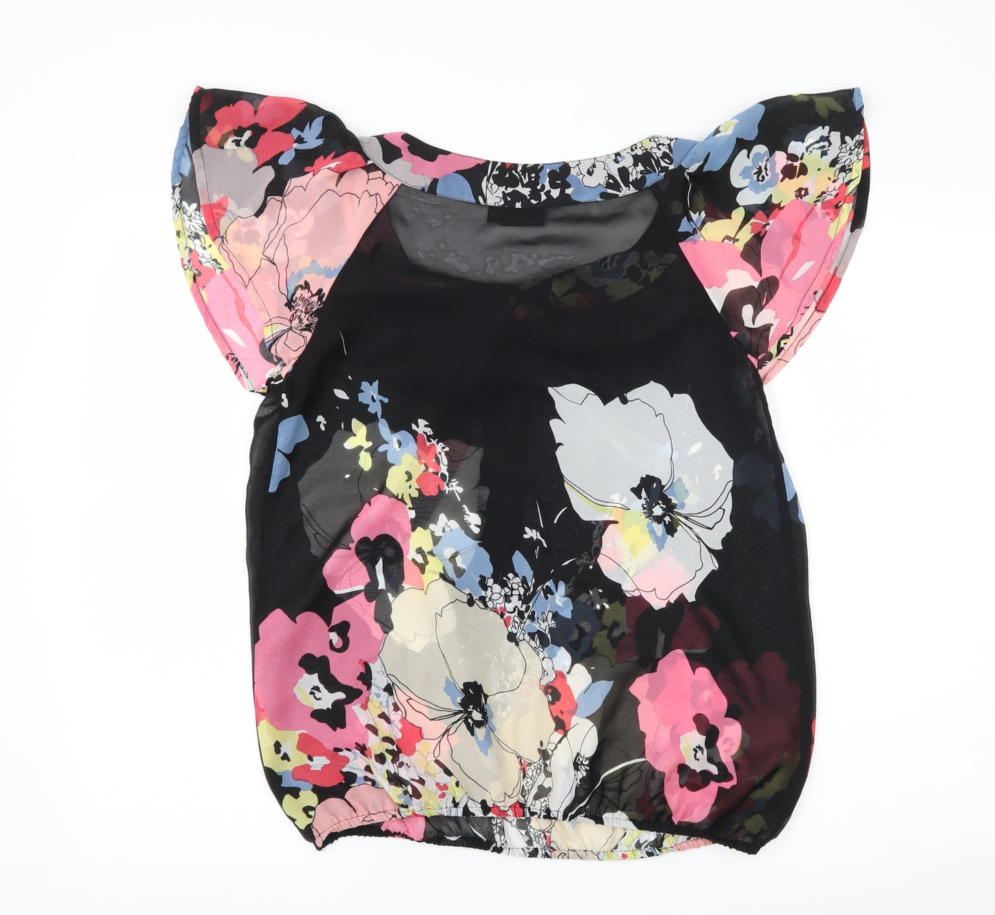 NEXT Womens Black Floral  Basic Blouse Size 12