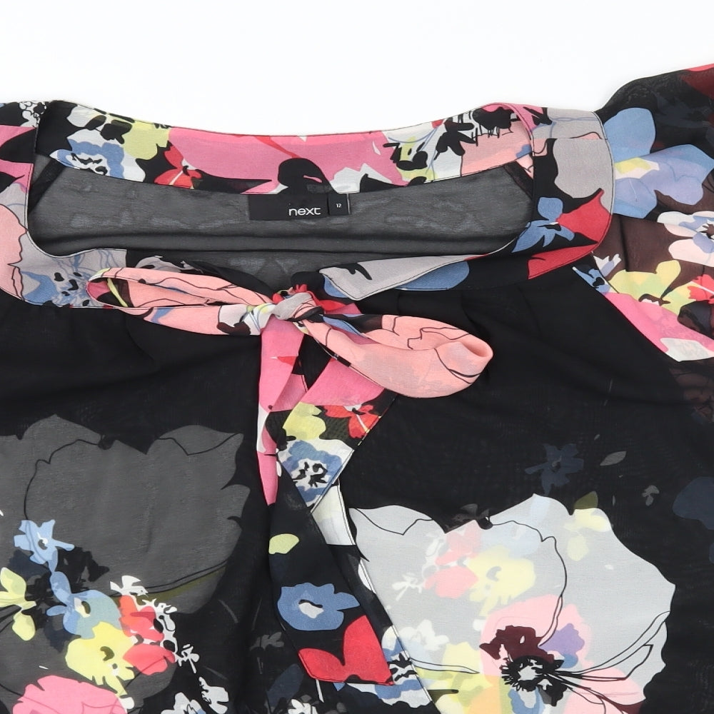 NEXT Womens Black Floral  Basic Blouse Size 12