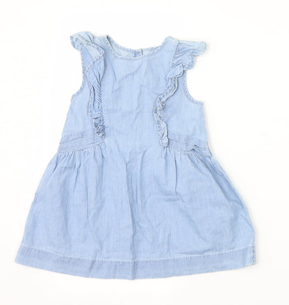 Additional front view of Next girls’ blue a-line, size 18-24, months