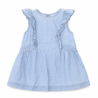Front view of Next girls’ blue a-line, size 18-24, months