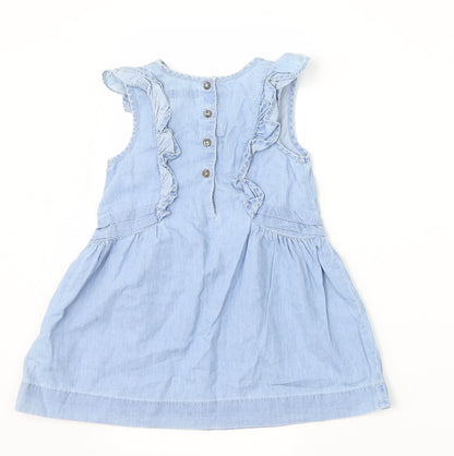 Back view of Next girls’ blue a-line, size 18-24, months