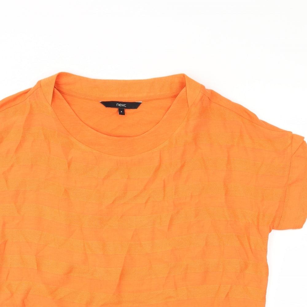 NEXT Womens Orange Striped  Basic T-Shirt Size 8