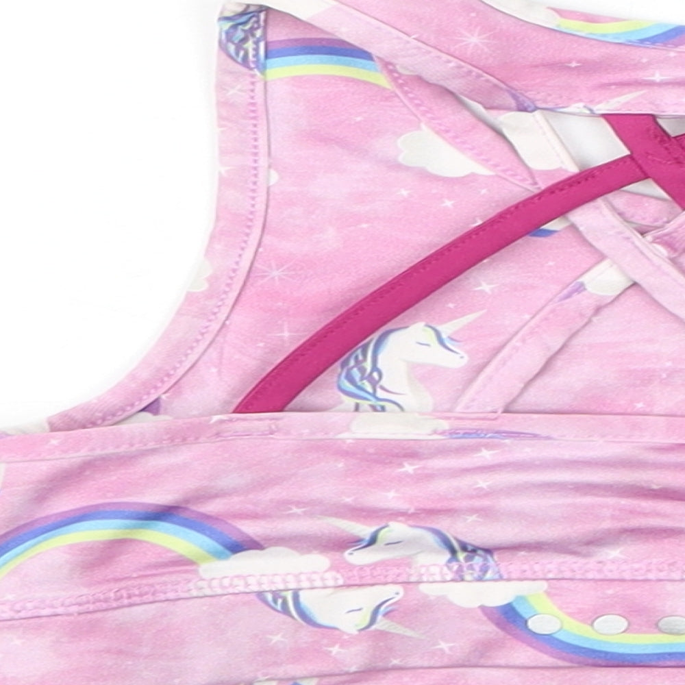 Matalan Girls Purple   Cropped Tank Size 6-7 Years  - unicorn workout top