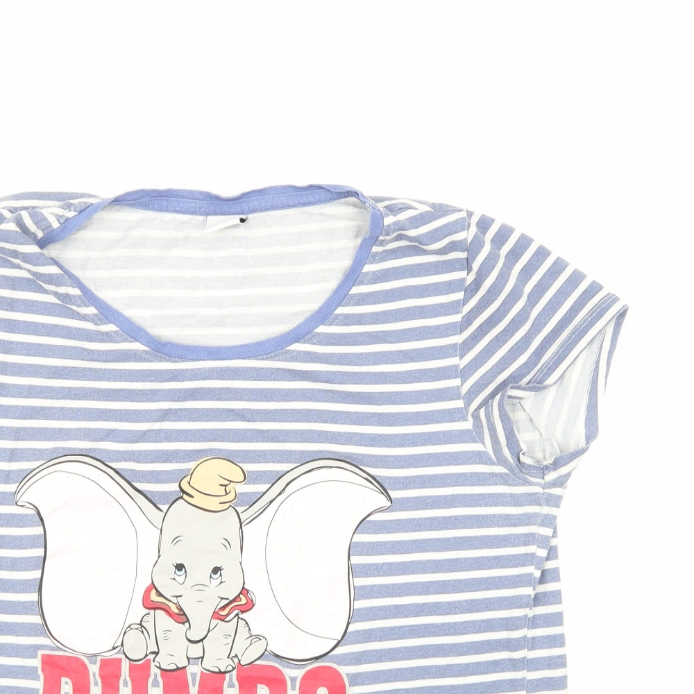 Disney Girls Blue Striped  Basic T-Shirt Size 13 Years