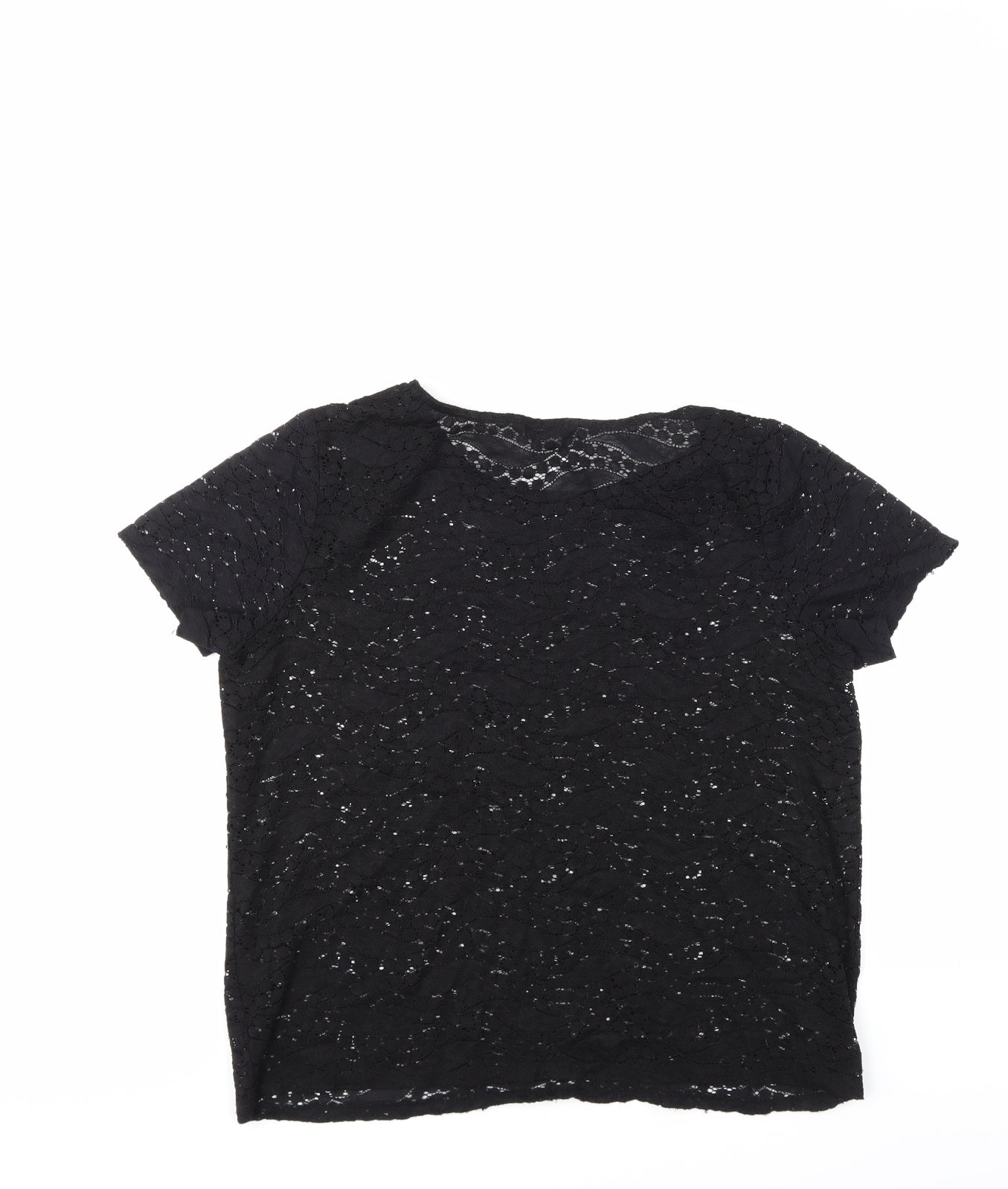 George Womens Black Geometric  Basic Blouse Size 14