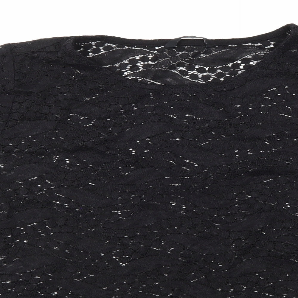 George Womens Black Geometric  Basic Blouse Size 14
