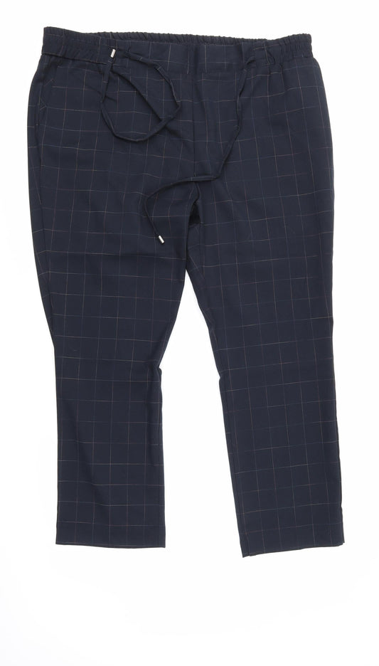 Anna Rose Womens Black Check  Trousers  Size 20 L27 in
