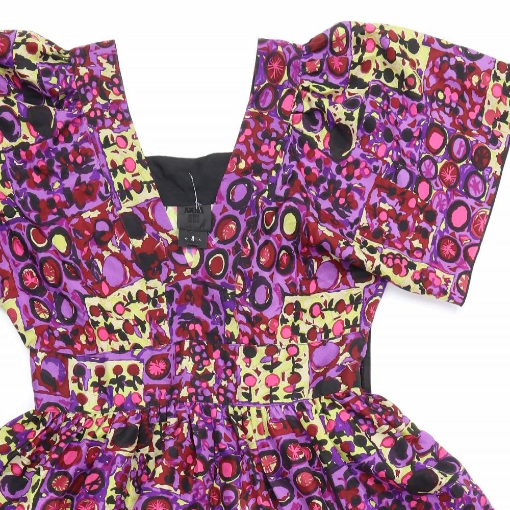 ANNA Womens Multicoloured Geometric  A-Line  Size 6