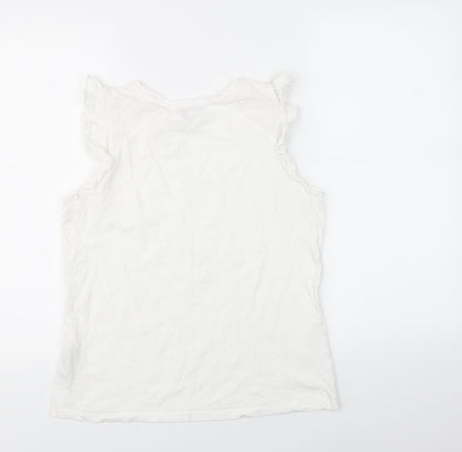 Back view of Oasis women’s white basic tank, size S