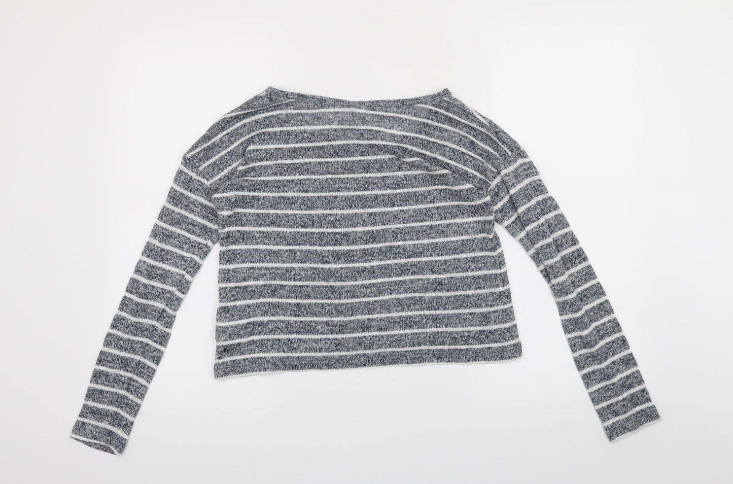 Diverse Womens Blue Striped  Basic T-Shirt Size M