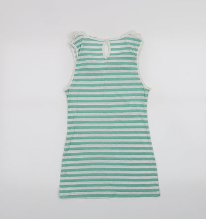 Back view of Clockhouse women’s green striped basic tank, size M
