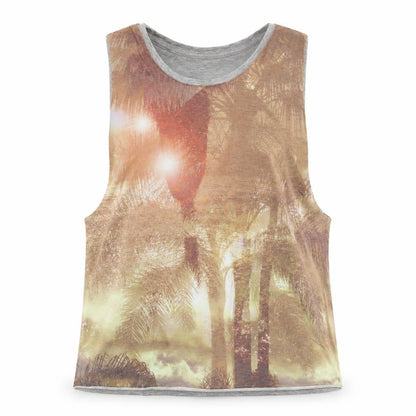 Front view of Diverse women’s beige basic tank, size XS