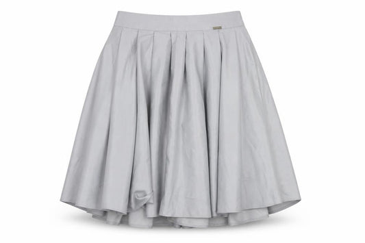 Front view of Mohito women’s grey pleated skirt, size UK 6