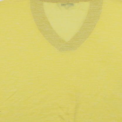Brand and care label for Next women’s yellow basic t-shirt, size L