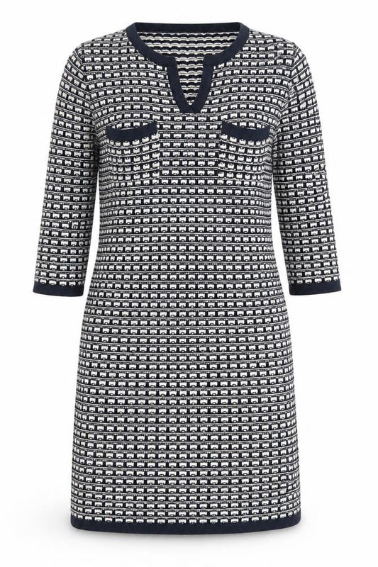 Marks & Spencer Womens Blue Fair Isle  Jumper Dress  Size 8