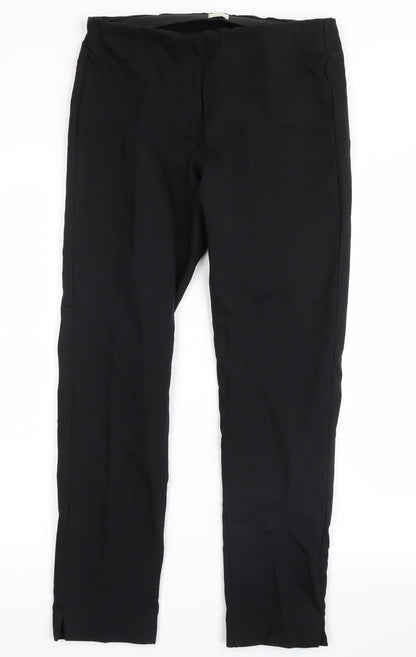 Additional front view of ecru women’s black trousers, size UK 8