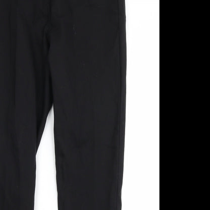 Close-up detail of ecru women’s black trousers, size UK 8