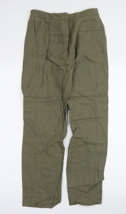Back view of H&M women’s green trousers, size UK 6