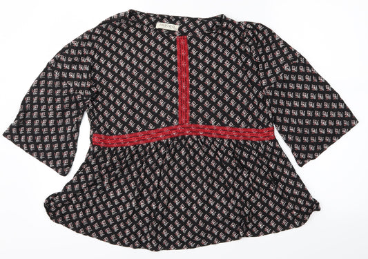 Marks and Spencer Womens Black Geometric  Shirt Dress  Size 12  - Flower detail
