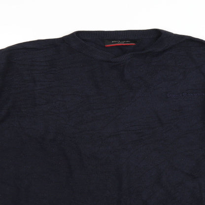 Close-up detail of PIERE CANDIN men’s blue jumper, size L