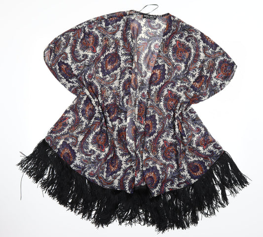 Select Womens Multicoloured Paisley  Kimono Poncho Size 12  - Tassel Hem
