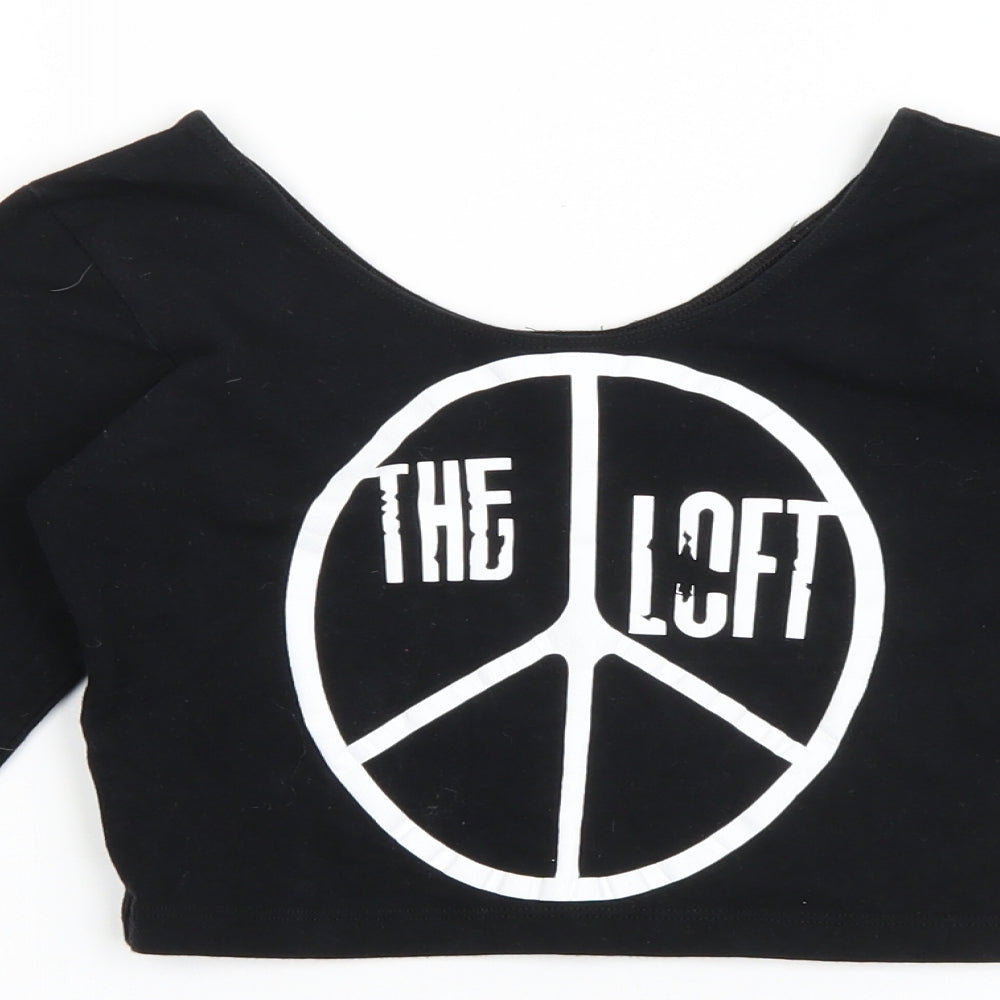 American Apparel Womens Black   Cropped T-Shirt Size S