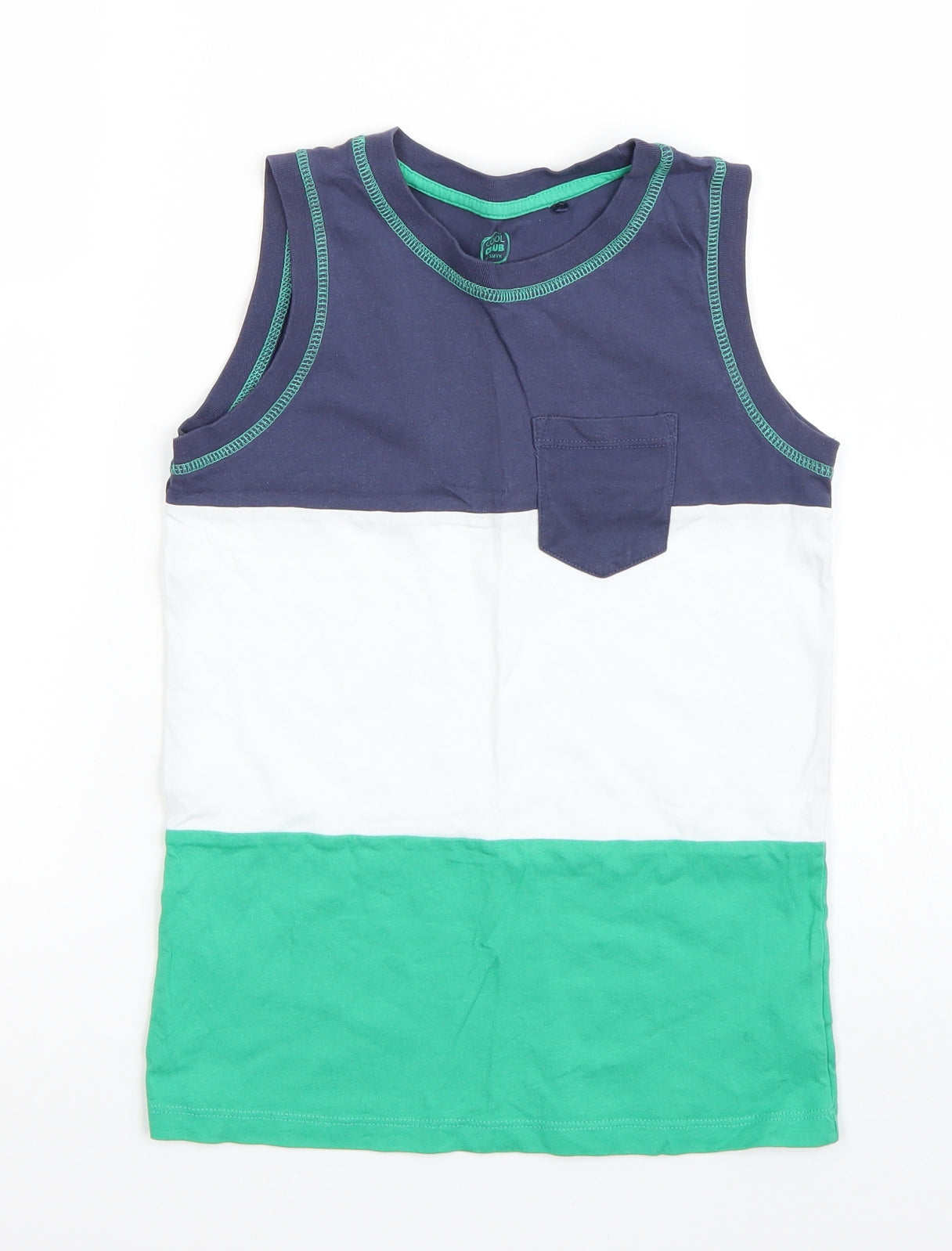 Cool Club Boys Green Colourblock  Basic Tank Size 7-8 Years
