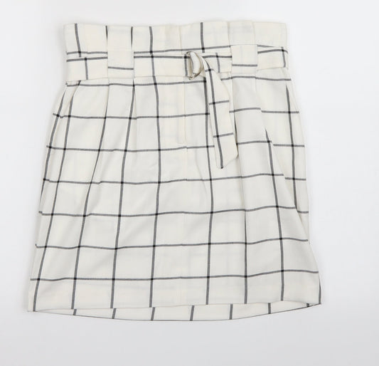 Miss Selfridge Womens White Check  Mini Skirt Size 8