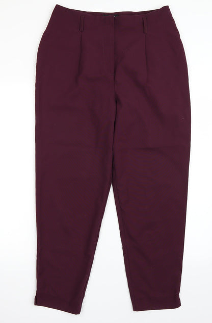 Additional front view of New Look women’s purple trousers, size UK 12, 27-inch leg
