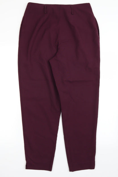 Back view of New Look women’s purple trousers, size UK 12, 27-inch leg