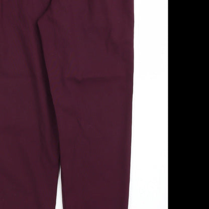 Brand and care label for New Look women’s purple trousers, size UK 12, 27-inch leg